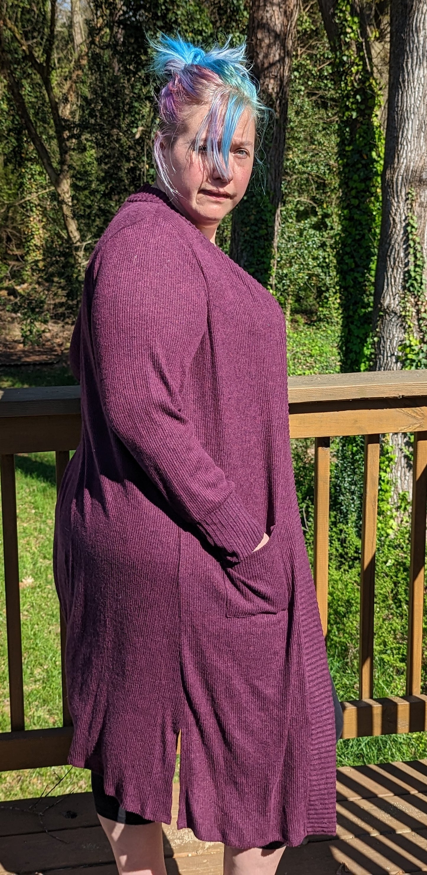 Purple Ribbed Duster