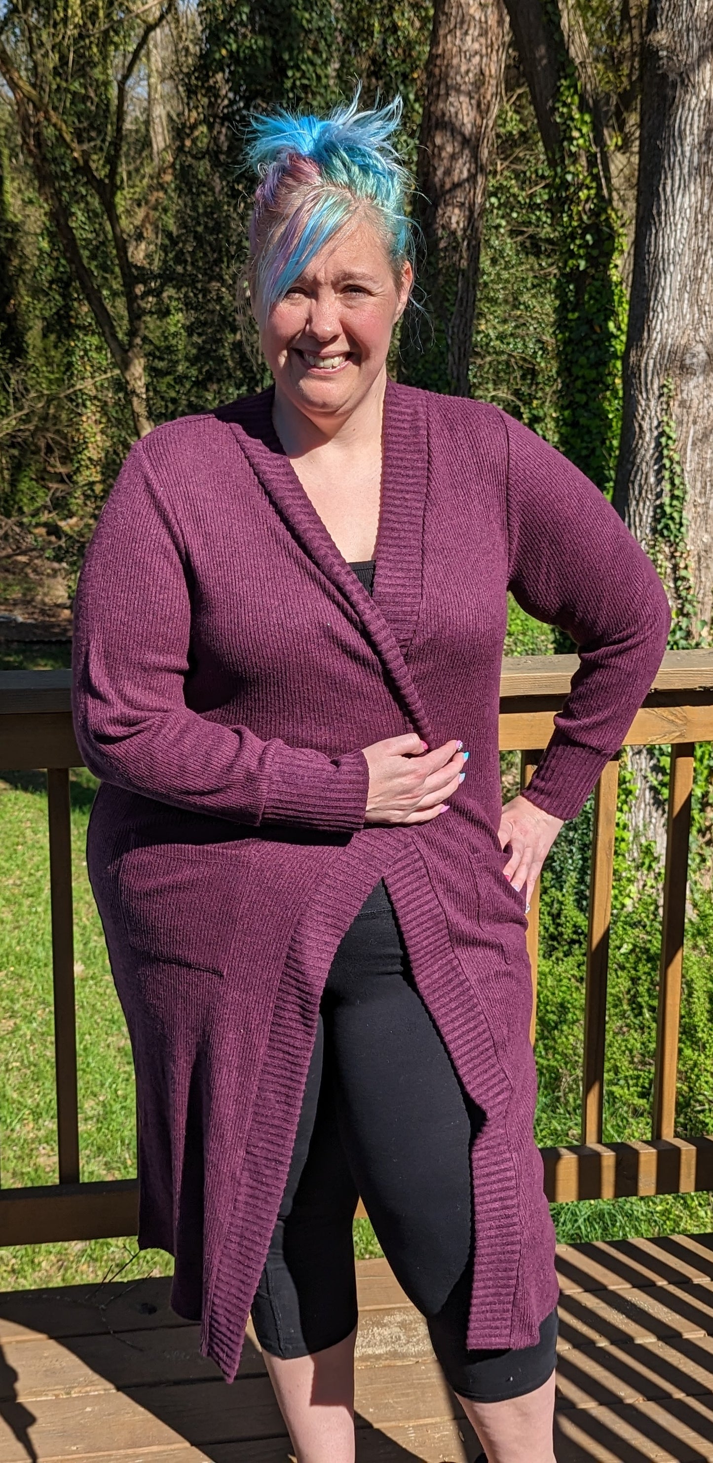 Purple Ribbed Duster