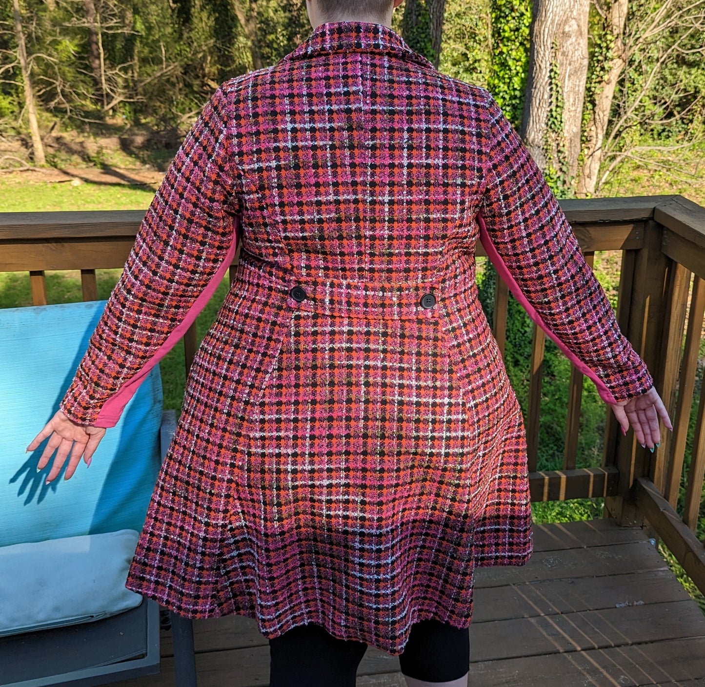 Torrid Pink & Orange Plaid Statement Coat